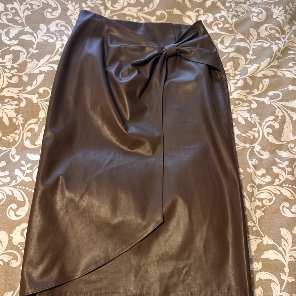 Zara Chocolate Brown Faux Leather Pencil Skirt
